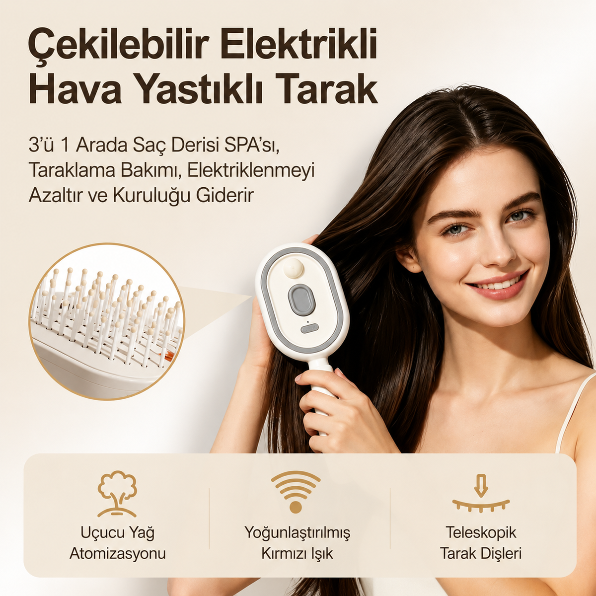 Lumora® Electric Spray Air Cushion Massage Comb - Self-Cleaning, Anti-Tangle, Essential Oil Spray Hair Care Comb