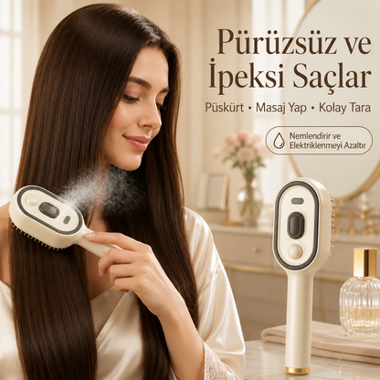 Lumora® Electric Spray Air Cushion Massage Comb - Self-Cleaning, Anti-Tangle, Essential Oil Spray Hair Care Comb